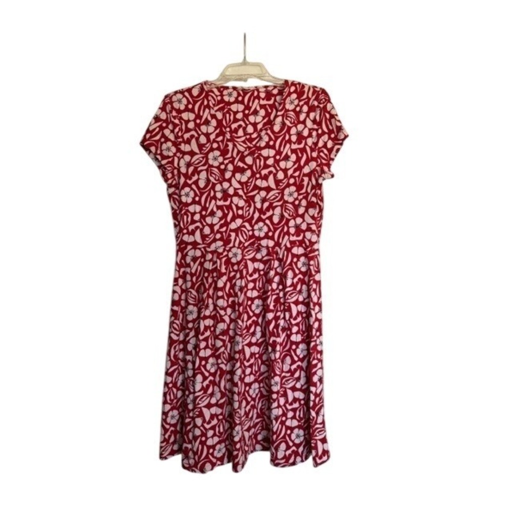 Seasalt Cornwall Red White Floral‎ Organic Cotton Fit Flare Dress Womens S EUC